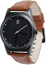6 секунд Black (коричневый кожаный ремешок)